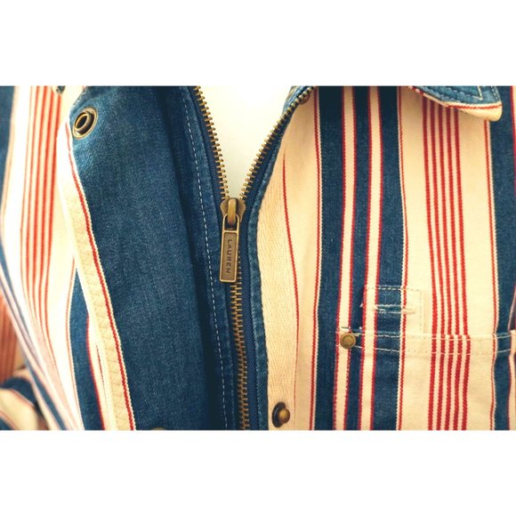 Striped Denim Jacket, Ralph Lauren Jeans Company, Red Off White and Blue Denim - Picture 9 of 10